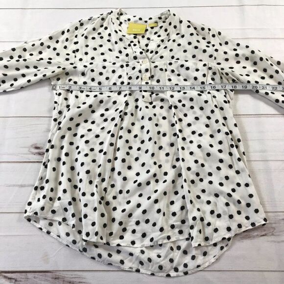 Anthro Maeve Women White Blouse Polka Dots Small - Picture 5 of 11